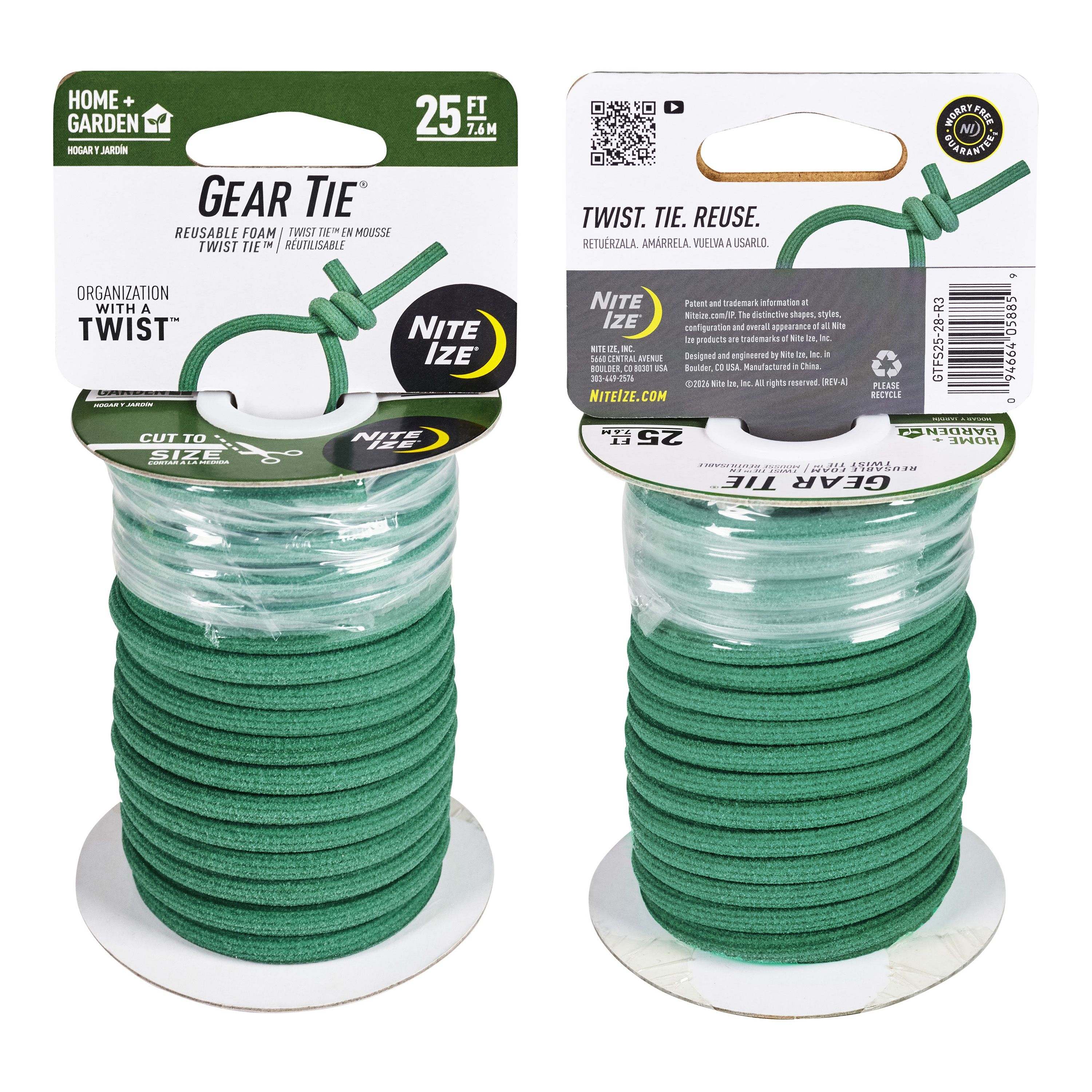 Nite Ize - Gear Tie® Reusable Foam Twist Tie™ Spool Pflanzenbinder (7.6 Meter)