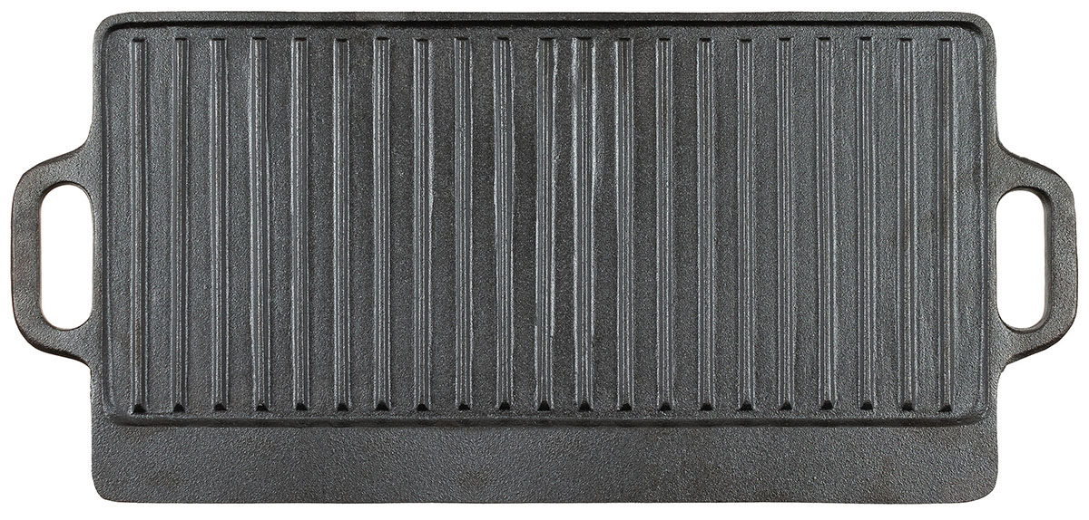 Grillplatte, Gusseisen, 2 Griffe, ca. 50 x 23 x 1,5 cm