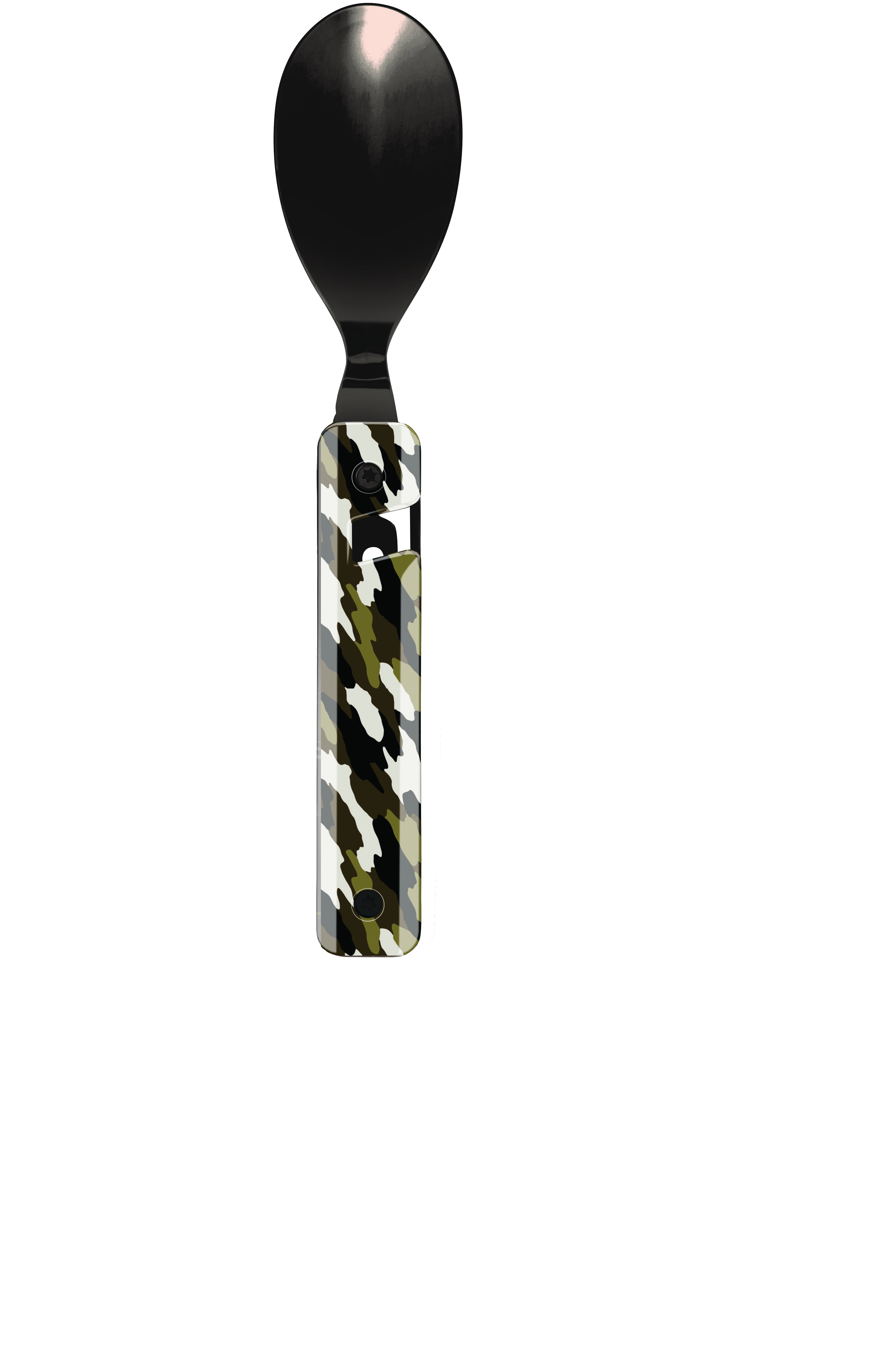 AKINOD - Besteckset faltbar 13H25, Hochglanz Schwarz, Camo Grün